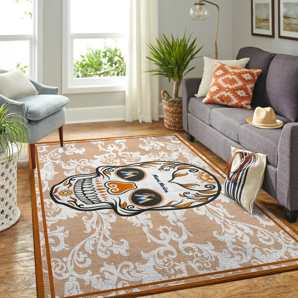 Skull Rug Artistic Decor for Living Room Bedroom Beige and White