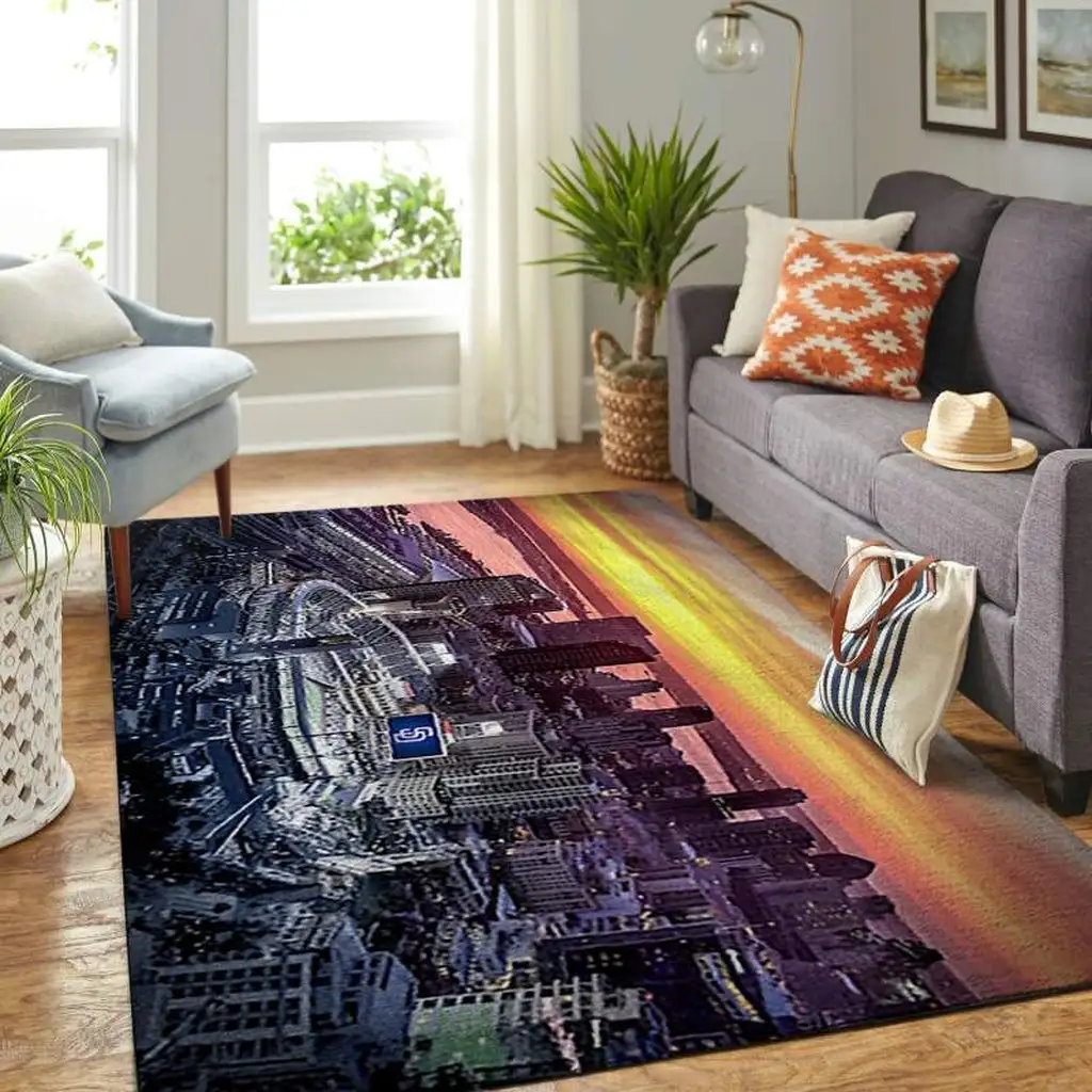 Skyline Rug Modern Stylish Living Room Decor Carpet Pink and Red