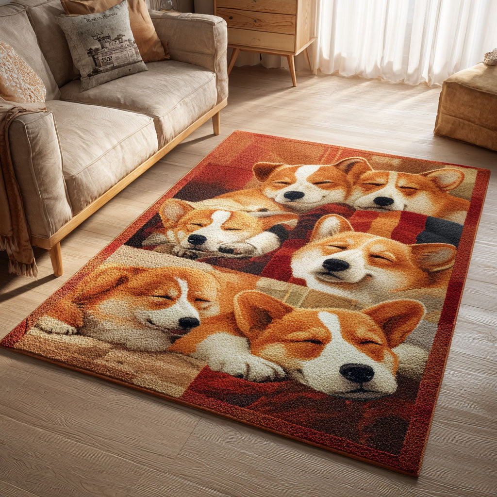 Snoozy Tail Wiggle Area Rug - Non-Slip Washable 3D Print Rug for Living Room & BedroomTVC2108251