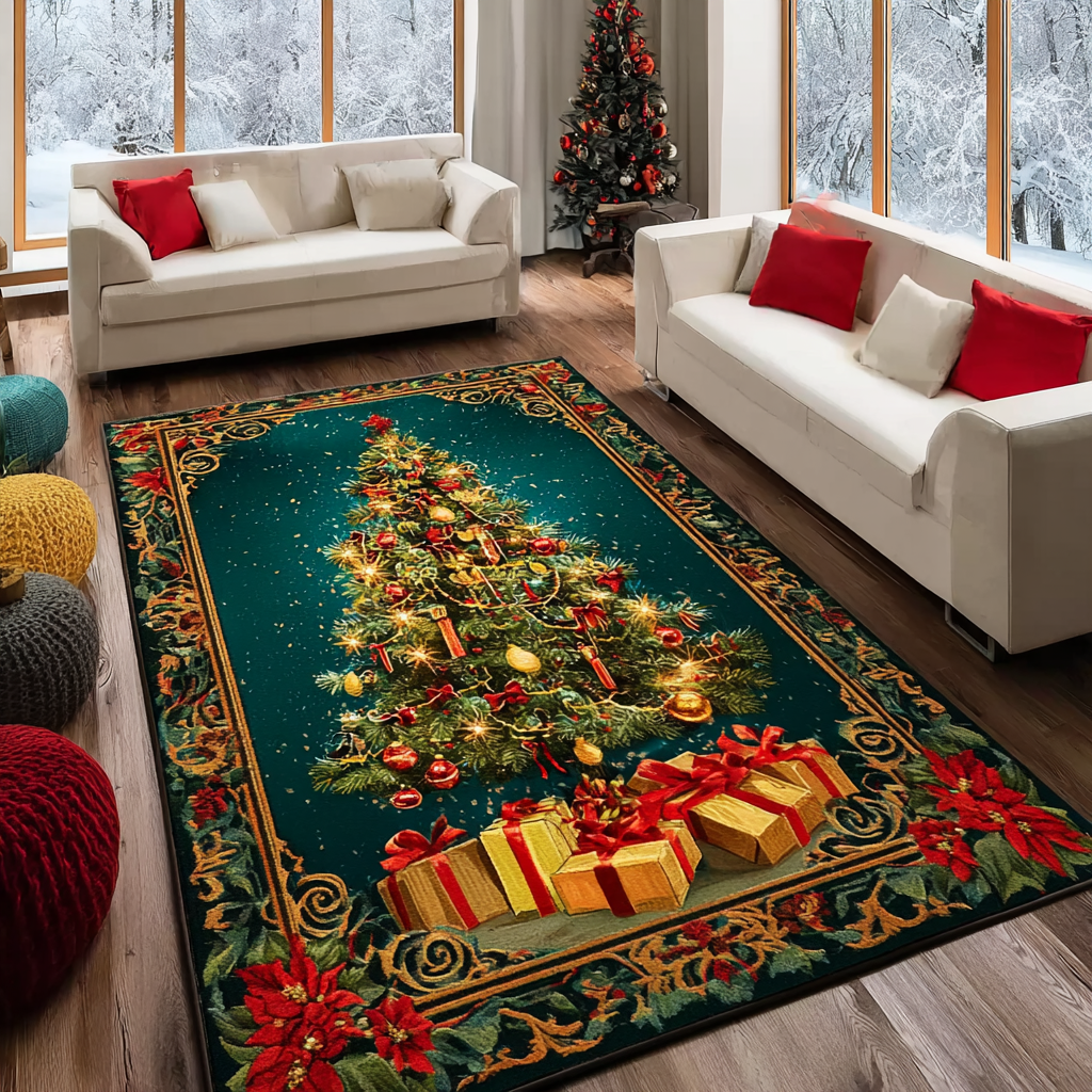 Snow Glow Area Rug - Non-Slip Washable 3D Print Rug for Living Room & BedroomTVC2108269
