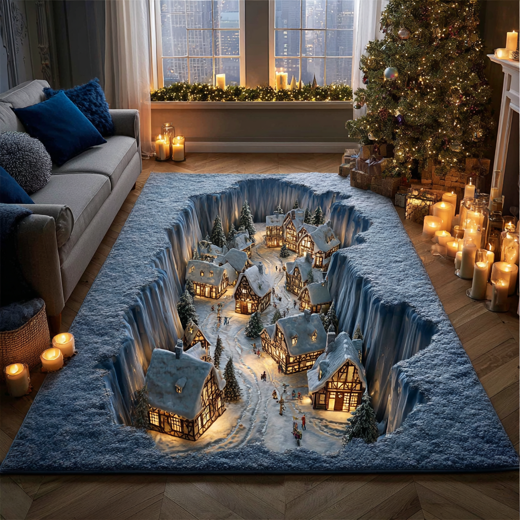 Snow Retreat Area Rug - Non-Slip Washable 3D Print Rug for Living Room & BedroomTVC2108269