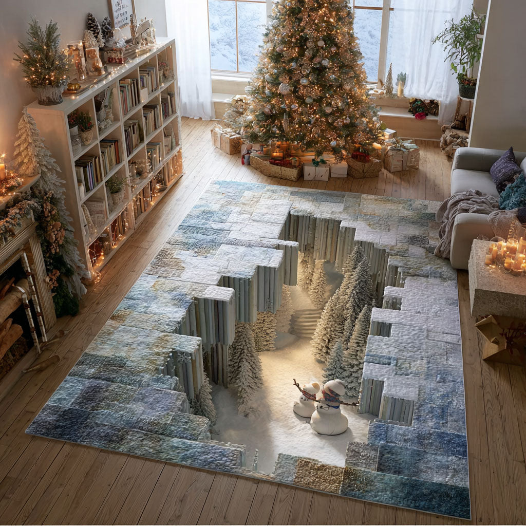 Snowfall Haven Area Rug - Non-Slip Washable 3D Print Rug for Living Room & BedroomTVC2108269