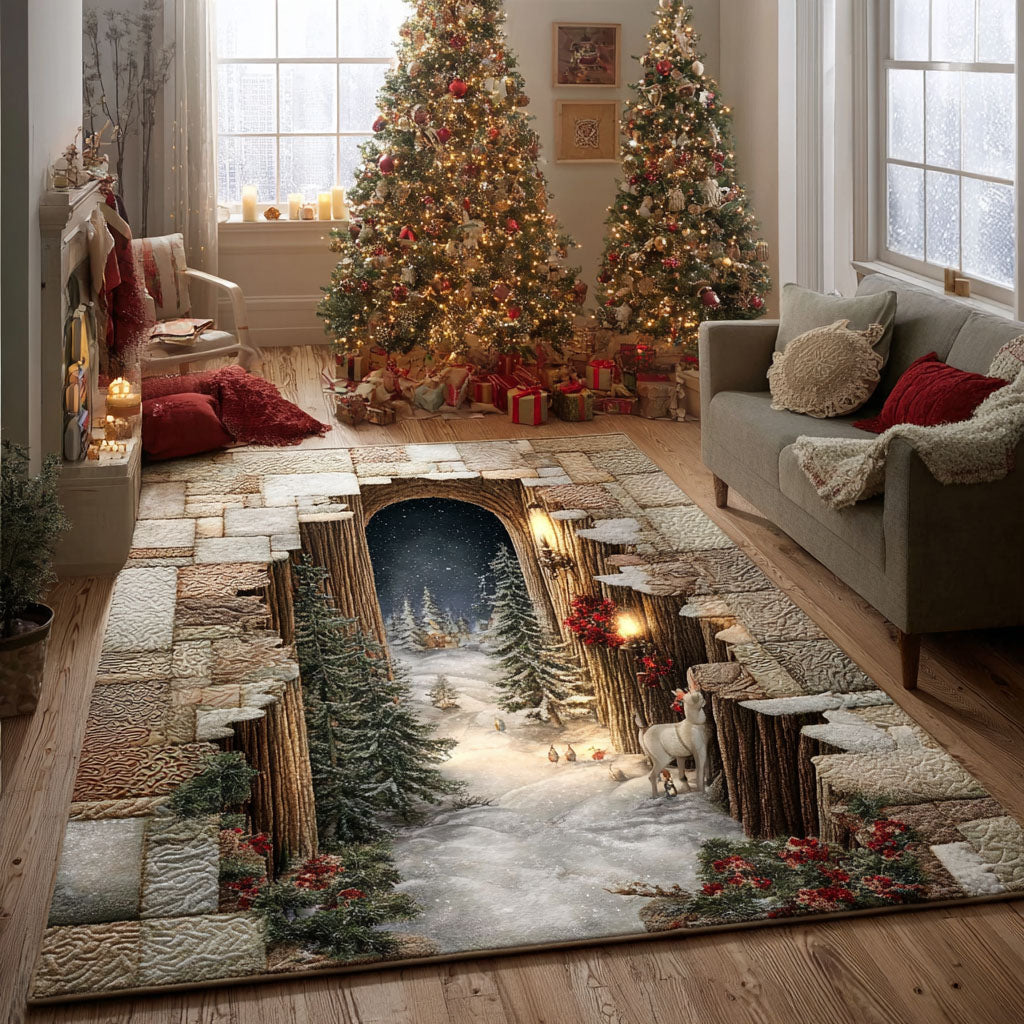 Snowfall Serenity Area Rug - Non-Slip Washable 3D Print Rug for Living Room & BedroomTVC2108250