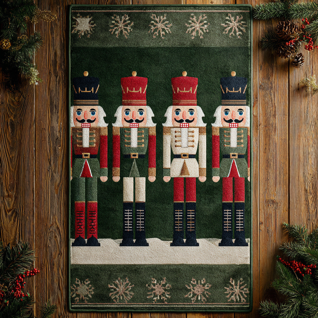 Snowflake Nutcracker Green Area Rug - Non-Slip Washable 3D Print Rug for Living Room & BedroomTVC2108269