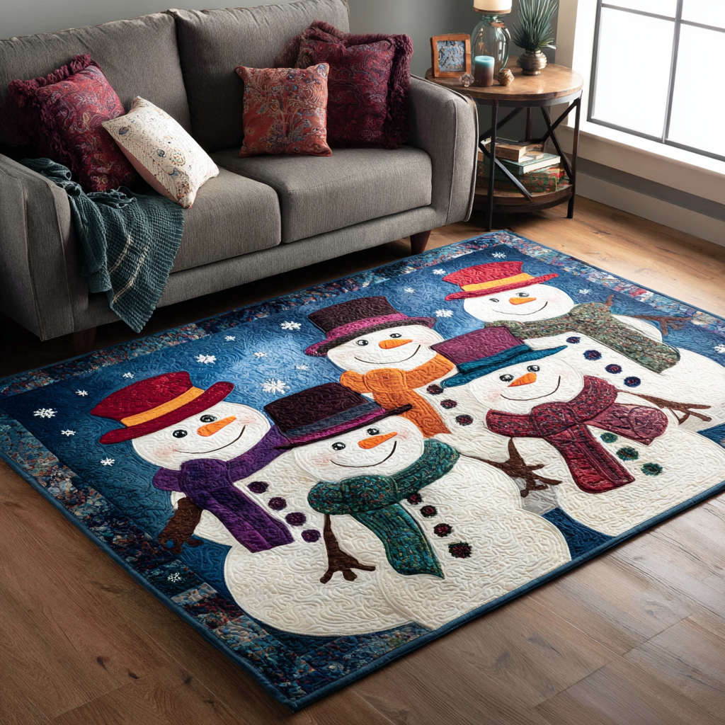Snowman Delight Area Rug - Non-Slip Washable 3D Print Rug for Living Room & BedroomTVC2108269