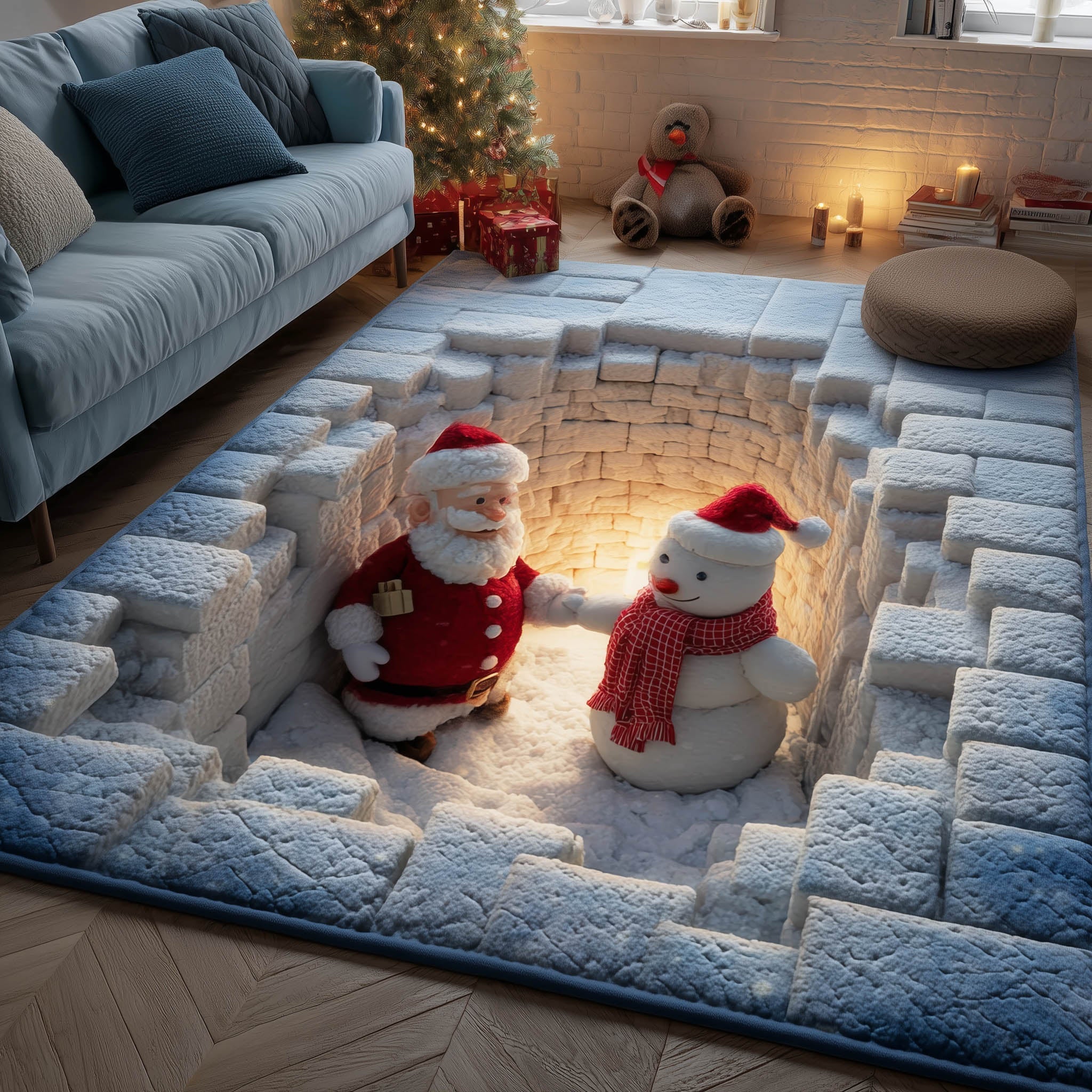 Snowman Delights Area Rug - Non-Slip Washable 3D Print Rug for Living Room & BedroomTVC2108394