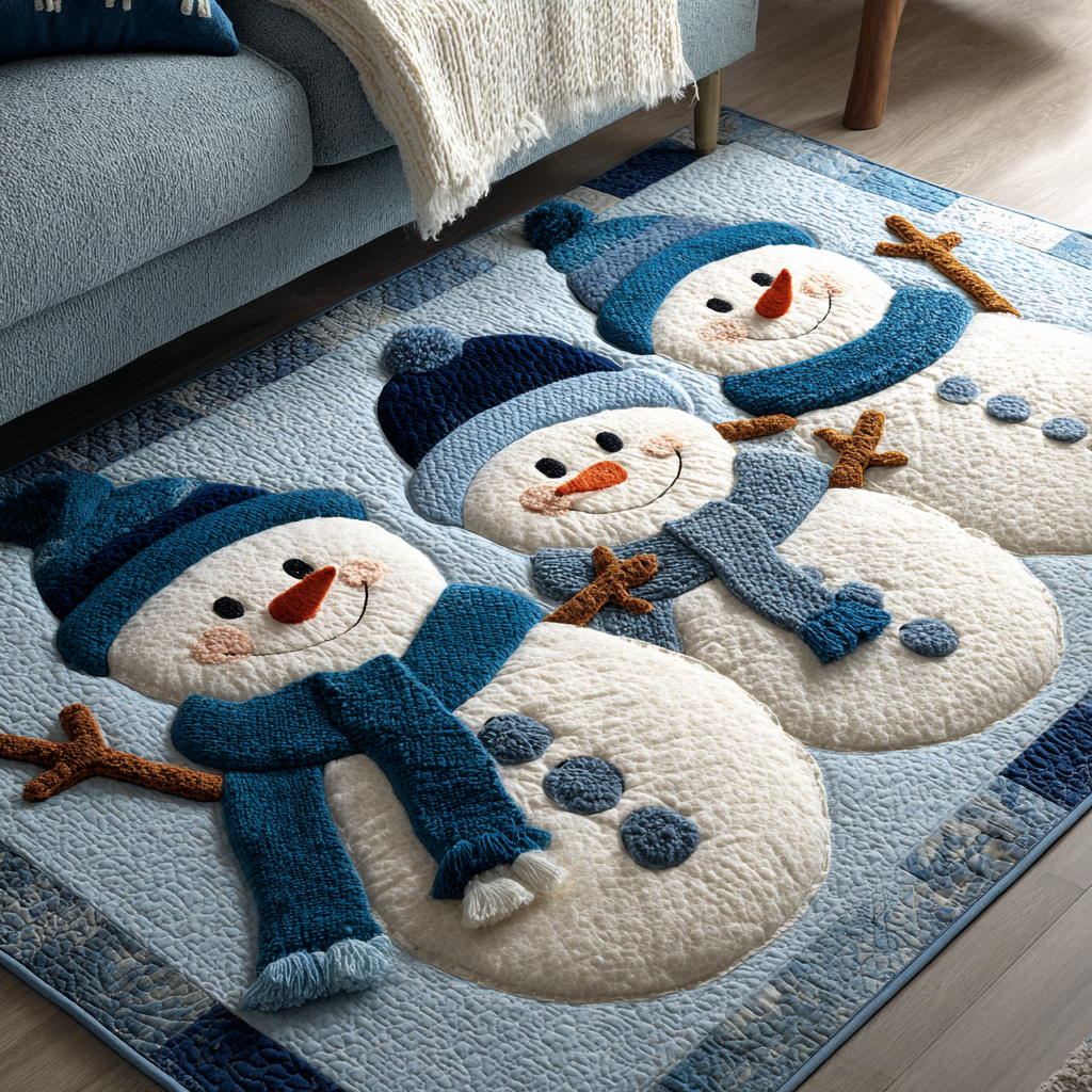 Snowman Glow Area Rug - Non-Slip Washable 3D Print Rug for Living Room & BedroomTVC2108269