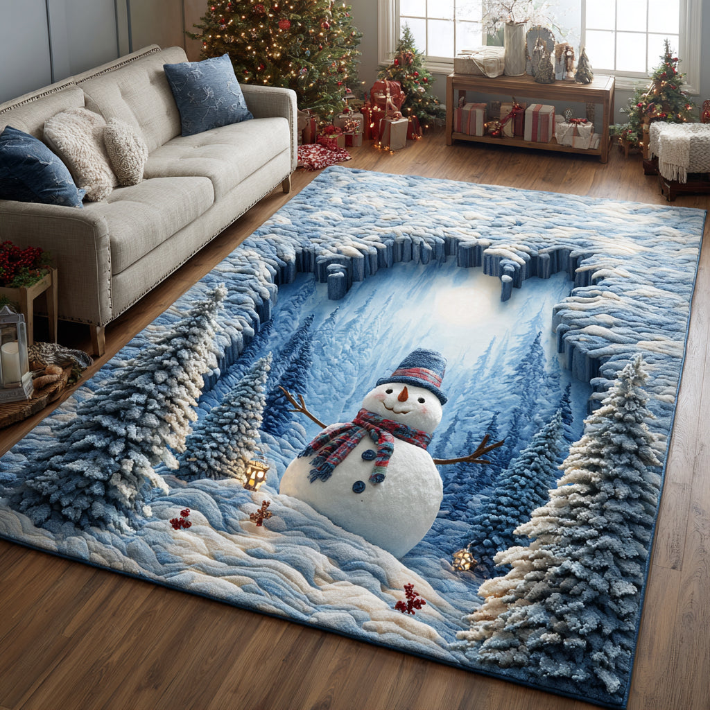 Snowman Hollow Area Rug - Non-Slip Washable 3D Print Rug for Living Room & BedroomTVC2108269