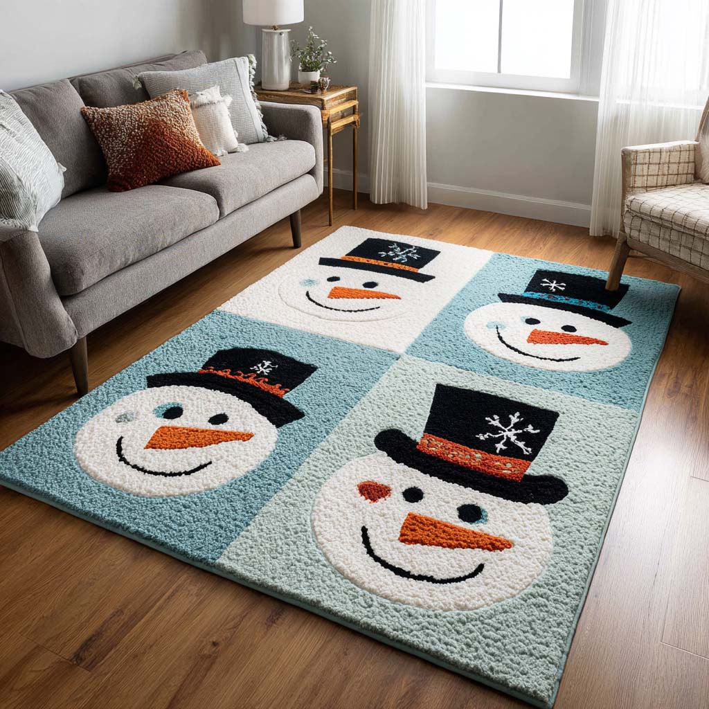 Snowy Faces Area Rug - Non-Slip Washable 3D Print Rug for Living Room & BedroomTVC2108250