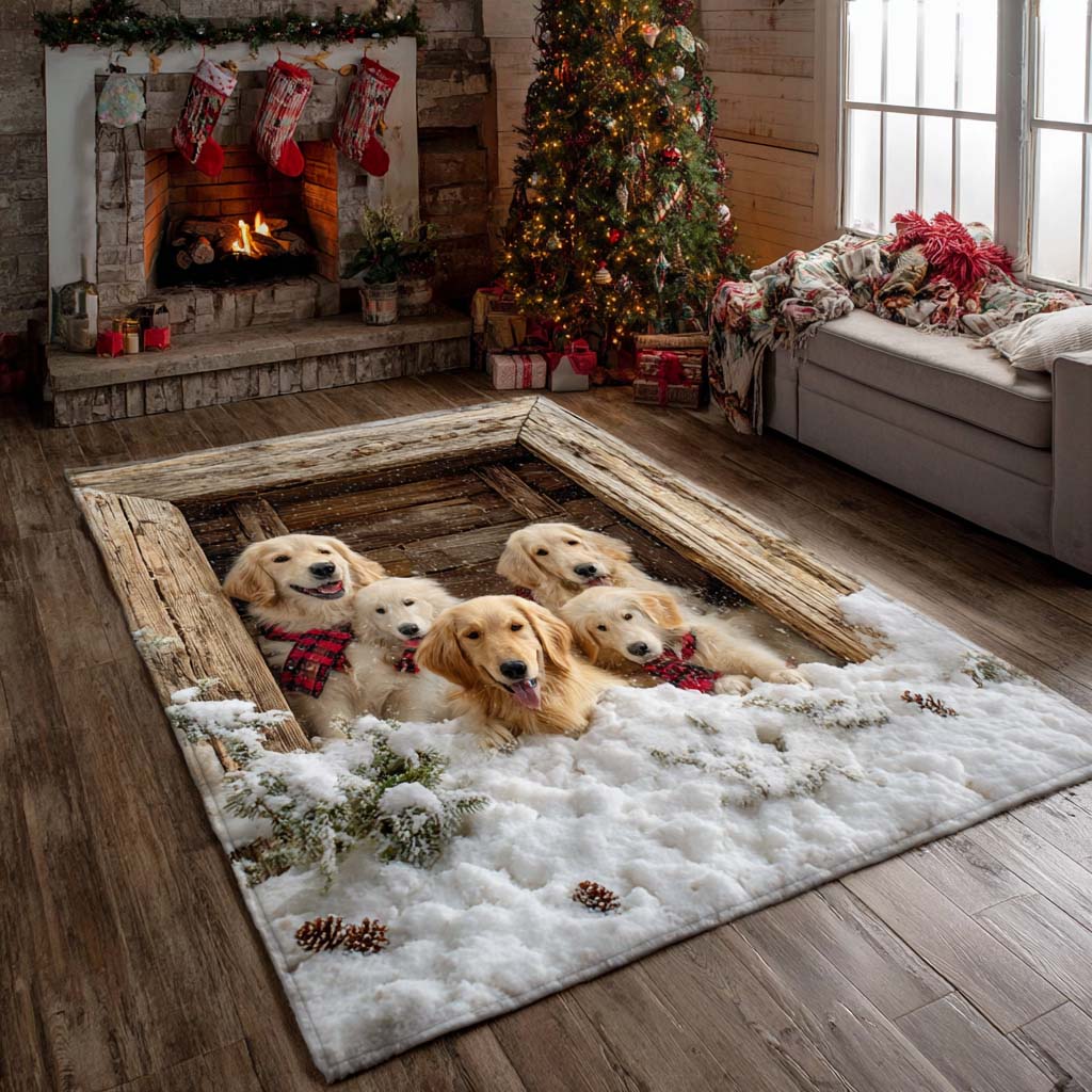 Snowy Golden Den Area Rug - Non-Slip Washable 3D Print Rug for Living Room & BedroomTVC2108268