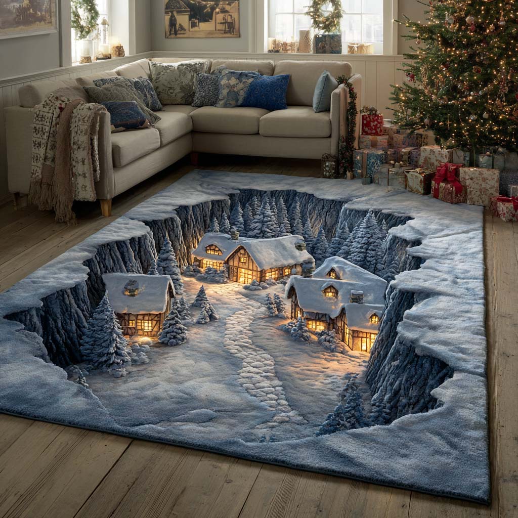 Snowy Haven Area Rug - Non-Slip Washable 3D Print Rug for Living Room & BedroomTVC2108268