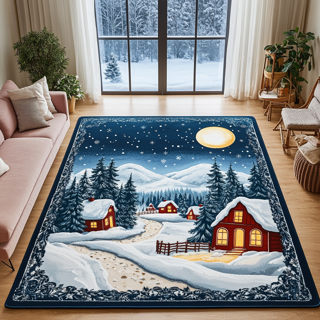 Snowy Path Area Rug - Non-Slip Washable 3D Print Rug for Living Room & BedroomTVC2108211