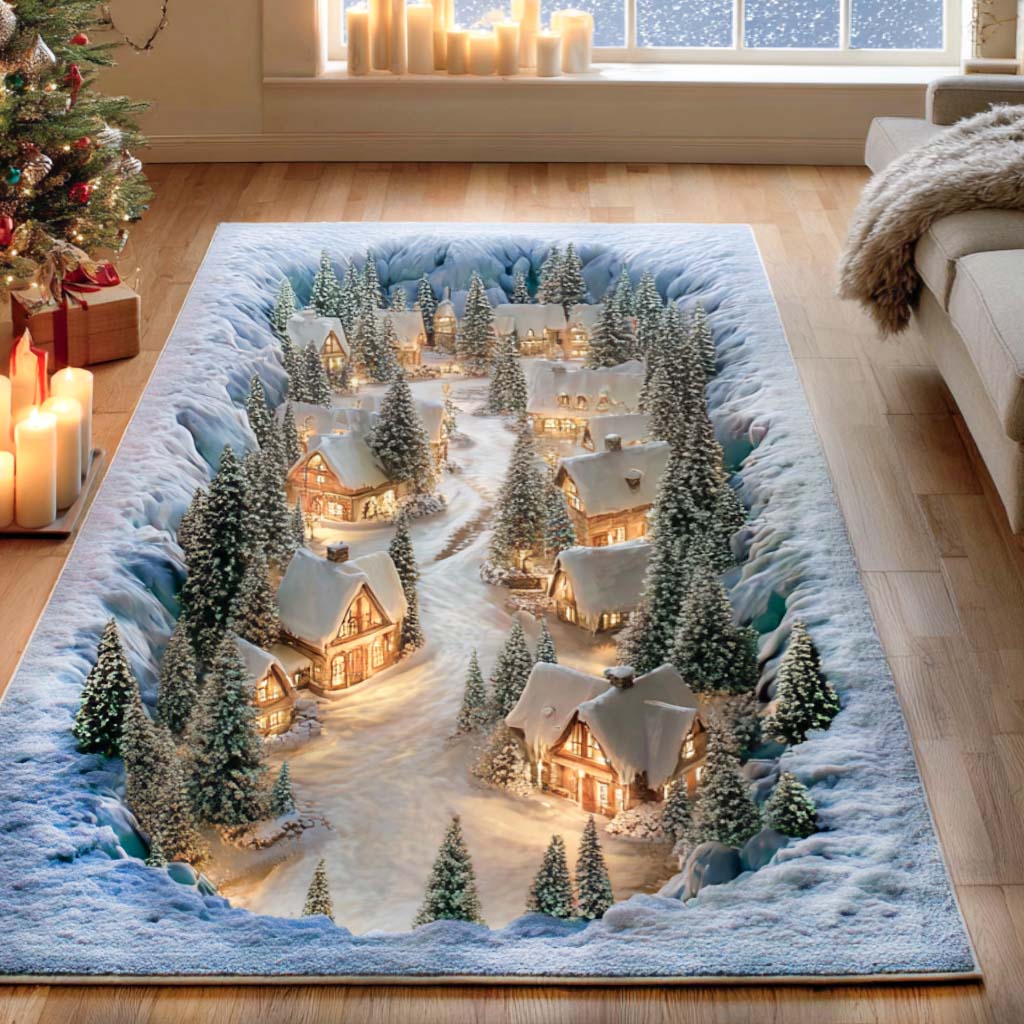 Snowy Path Area Rug - Non-Slip Washable 3D Print Rug for Living Room & BedroomTVC2108268