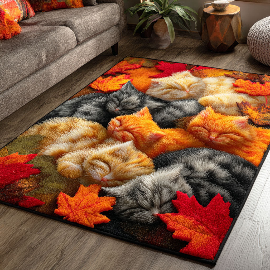 Snuggled Kitty Area Rug - Non-Slip Washable 3D Print Rug for Living Room & BedroomTVC2108268