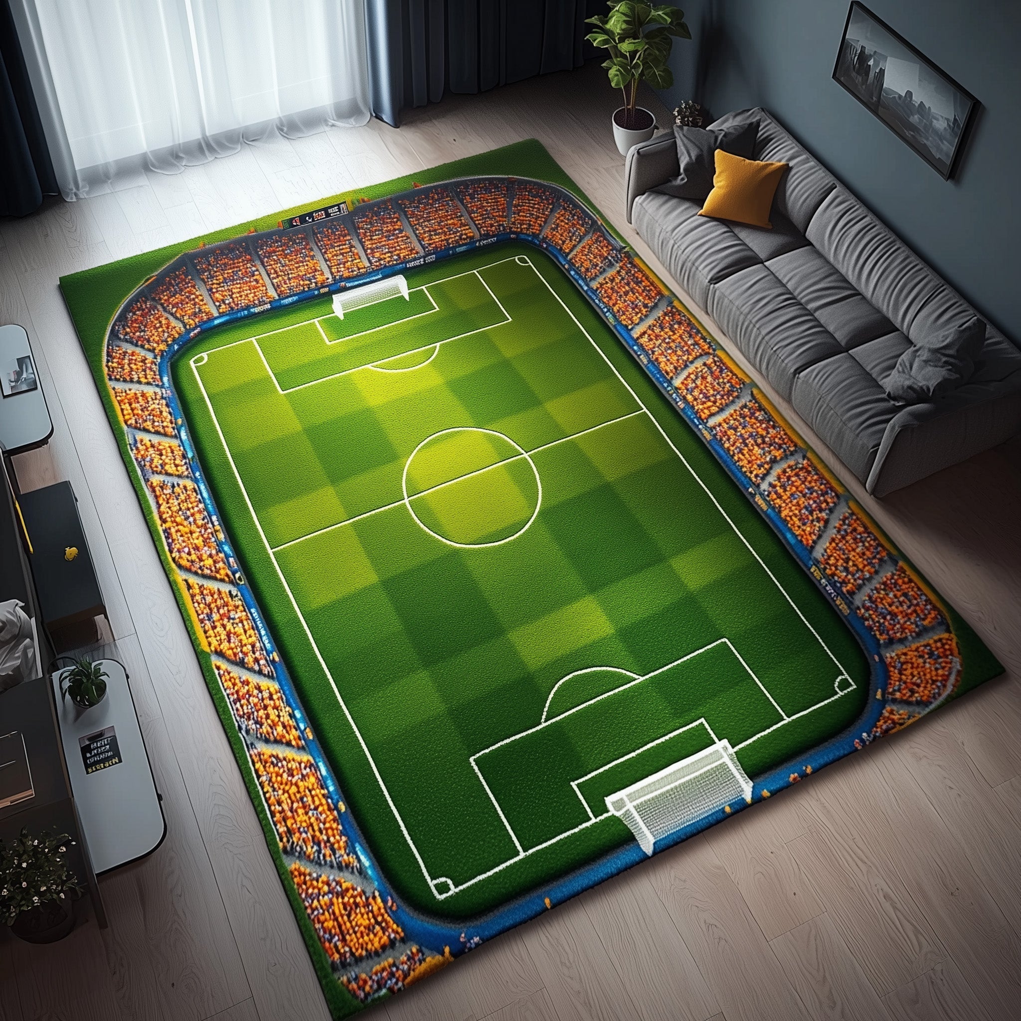 Soccer Stadium Area Rug - Non-Slip Washable 3D Print Rug for Living Room & BedroomTVC2108221