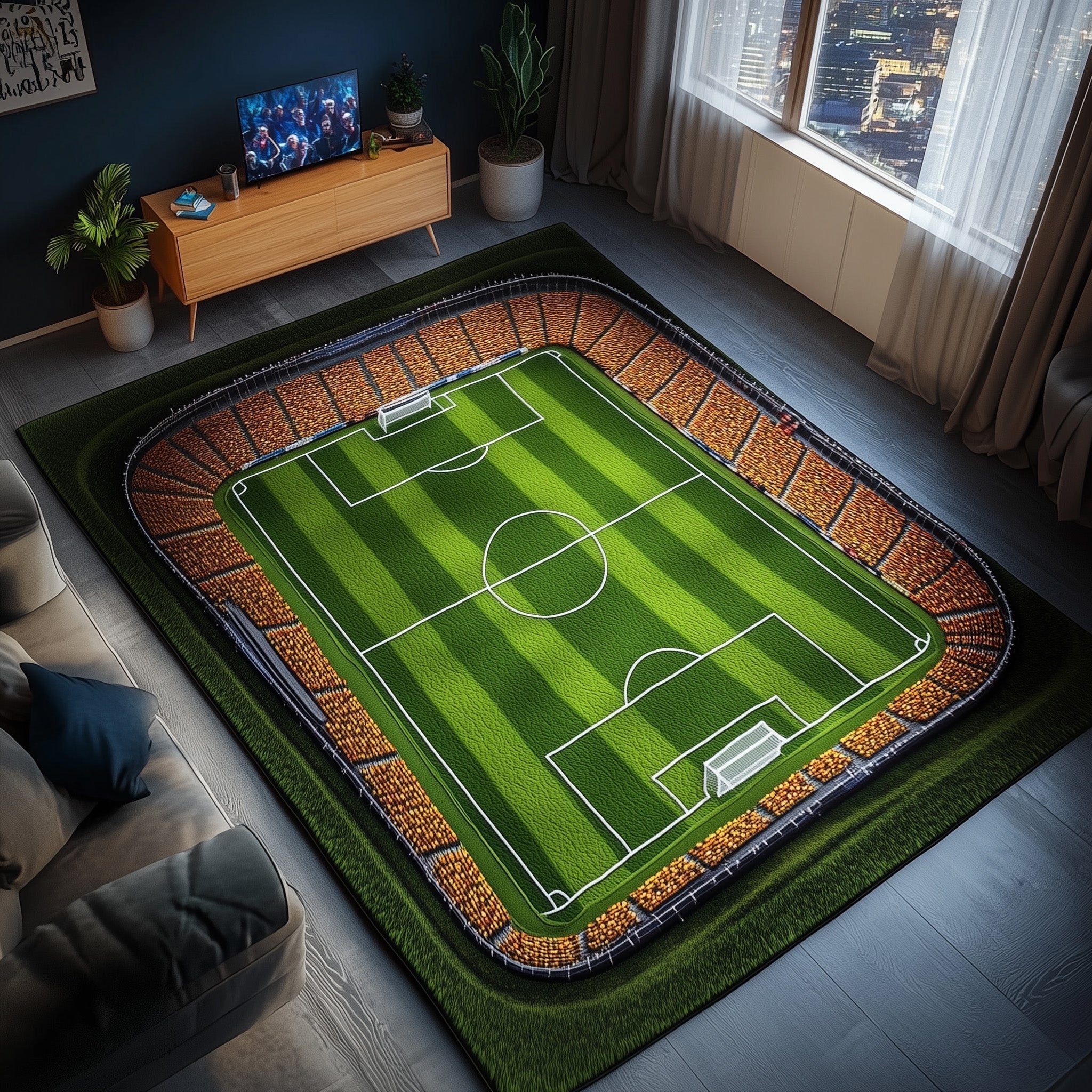 Soccer Stadium Area Rug - Non-Slip Washable 3D Print Rug for Living Room & BedroomTVC2108394