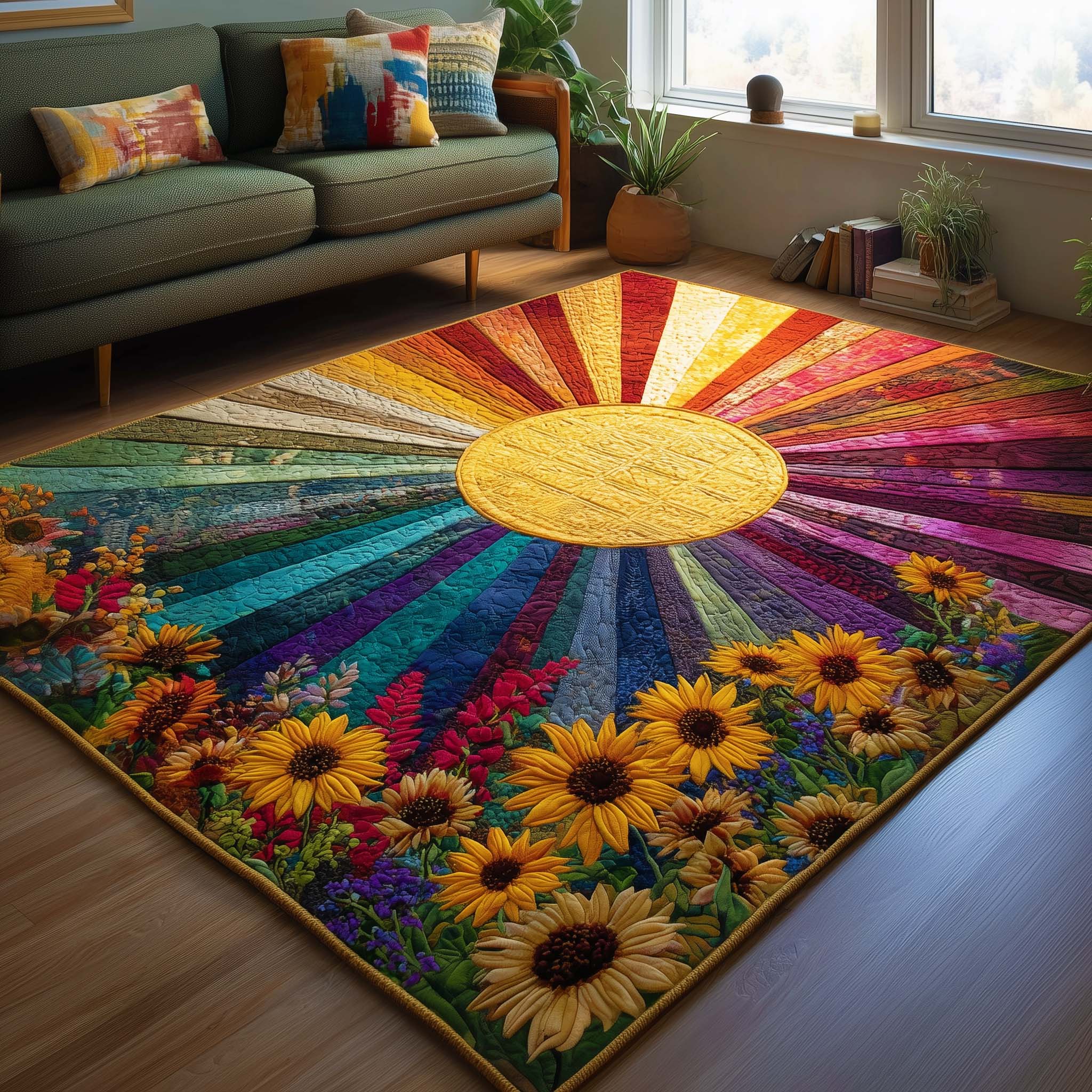 Solar Sun Area Rug - Non-Slip Washable 3D Print Rug for Living Room & BedroomTVC2108394