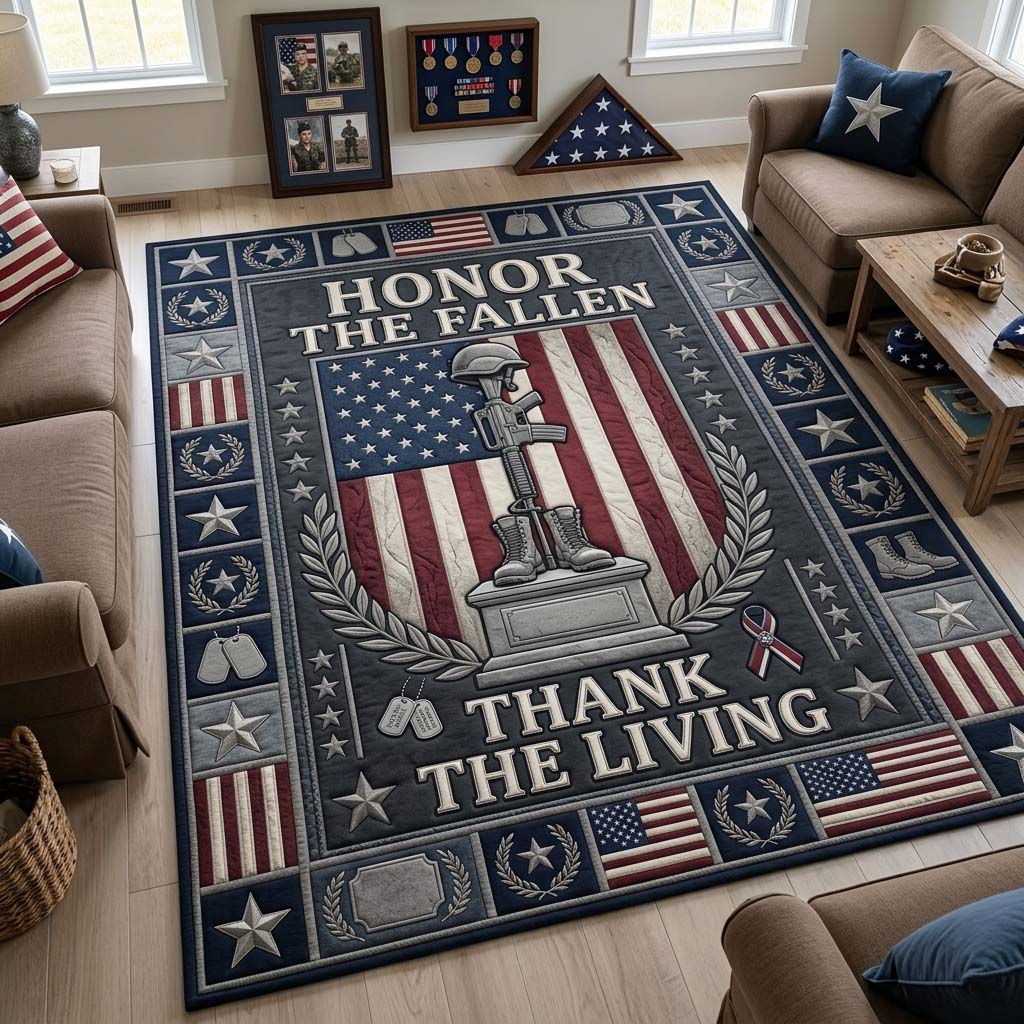 Soldier Tribute Area Rug - Non-Slip Washable 3D Print Rug for Living Room & BedroomTVC2108364