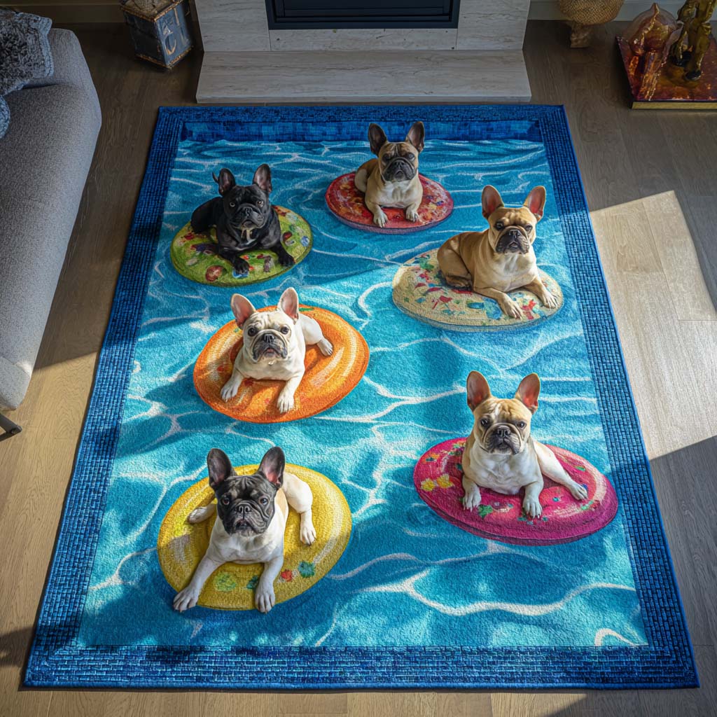 Solstice Frenchies Area Rug - Non-Slip Washable 3D Print Rug for Living Room & BedroomTVC2108268