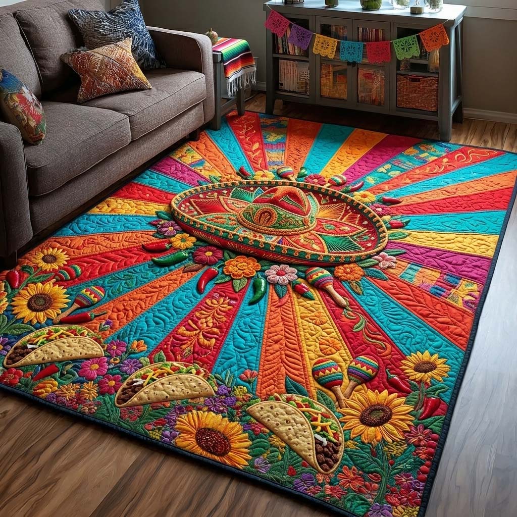 Sombrero Burst Area Rug - Non-Slip Washable 3D Print Rug for Living Room & BedroomTVC2108393