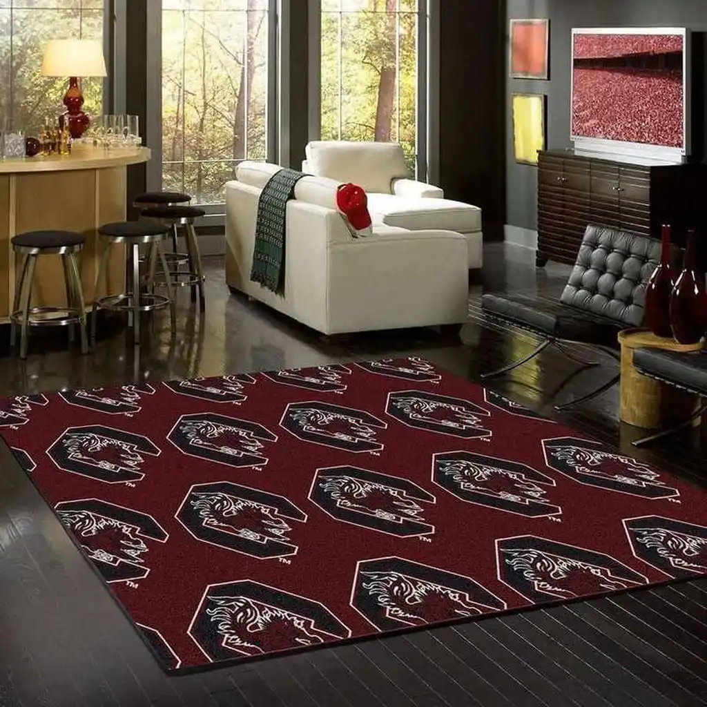 South Carolina Gamecocks Area Rug for Living Room Black and Red