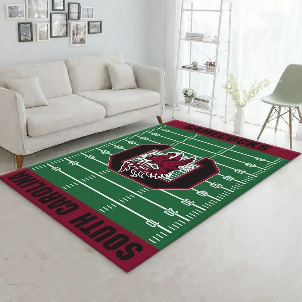 South Carolina Gamecocks Rug - Football Field Area for Home Decor Green and Red