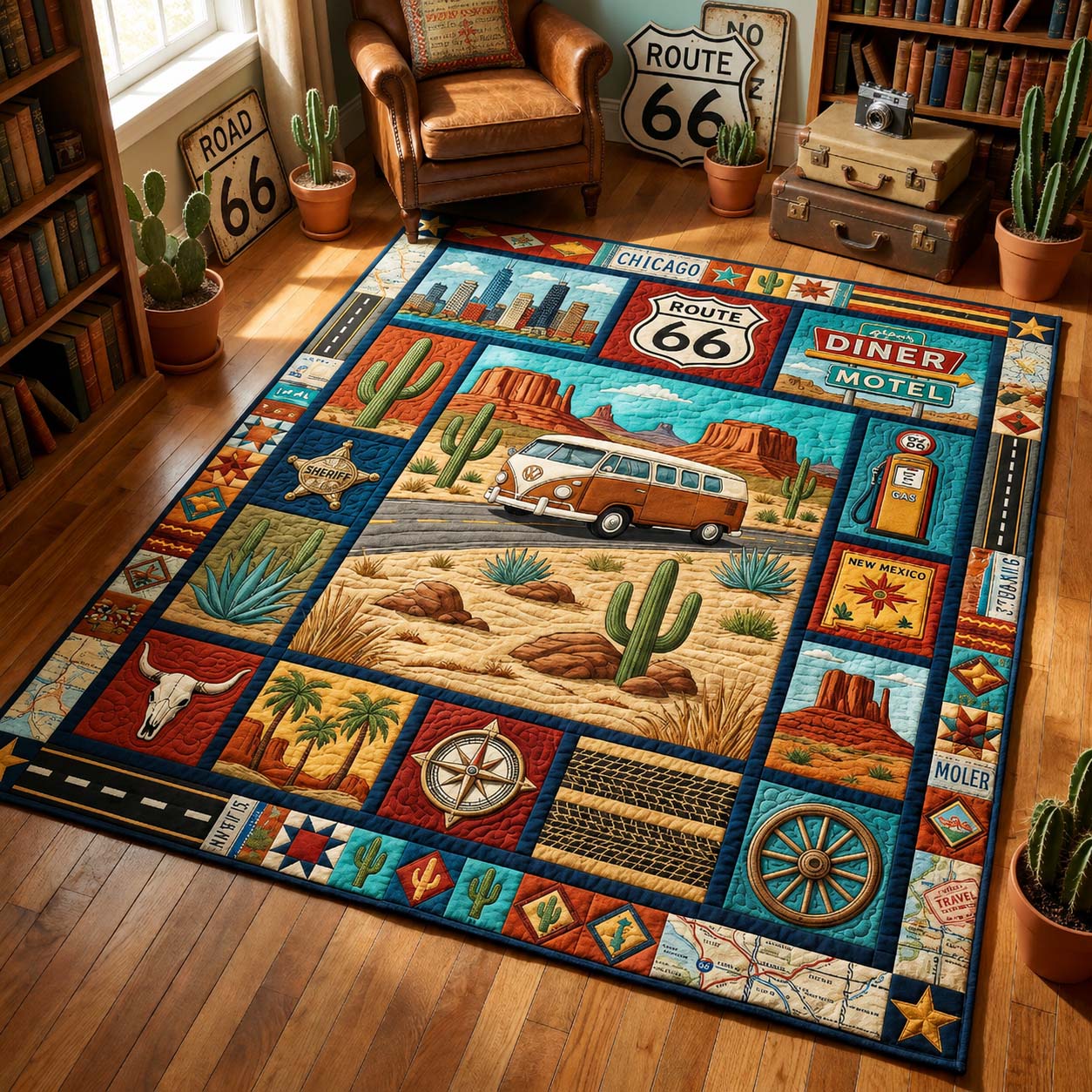 Southwest Van Trail Area Rug - Non-Slip Washable 3D Print Rug for Living Room & BedroomTVC2108393