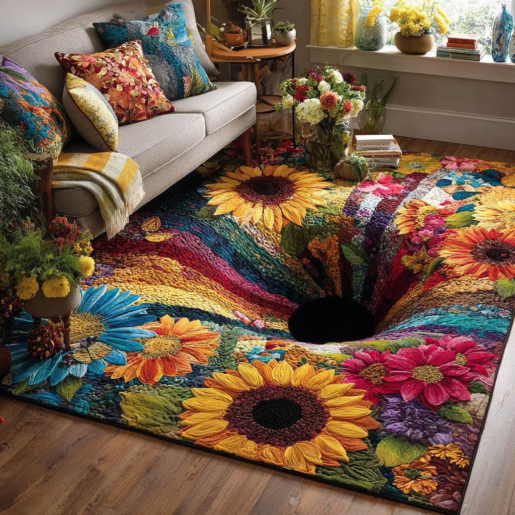 Spiral Garden of Petals Area Rug - Non-Slip Washable 3D Print Rug for Living Room & BedroomTVC2108250