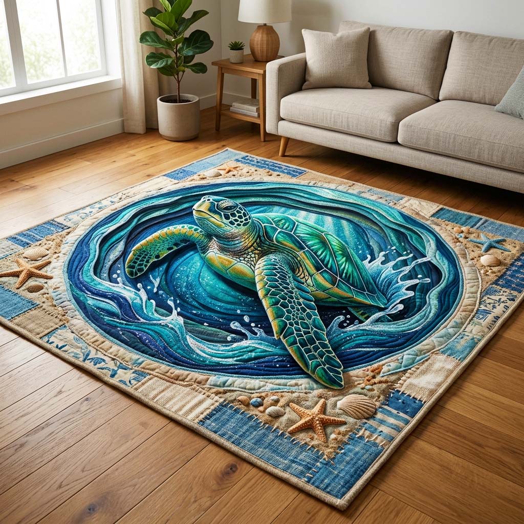 Spiral Turtle Area Rug - Non-Slip Washable 3D Print Rug for Living Room & BedroomTVC2108393