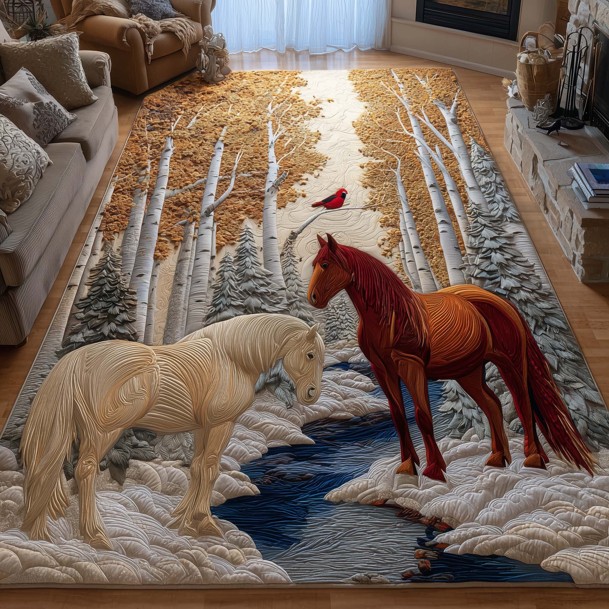 Spirit Horse Area Rug - Non-Slip Washable 3D Print Rug for Living Room & Bedroom (DesignTVC2108393