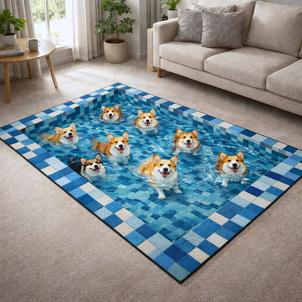 Splash Buddies Area Rug - Non-Slip Washable 3D Print Rug for Living Room & BedroomTVC2108393
