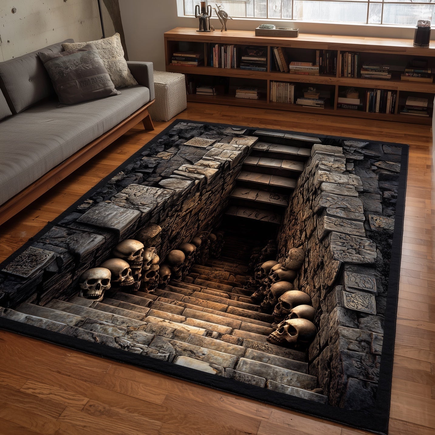 Spooky Tunnel Halloween Area Rug - Non-Slip Washable 3D Print Rug for Living Room & BedroomTVC2108393