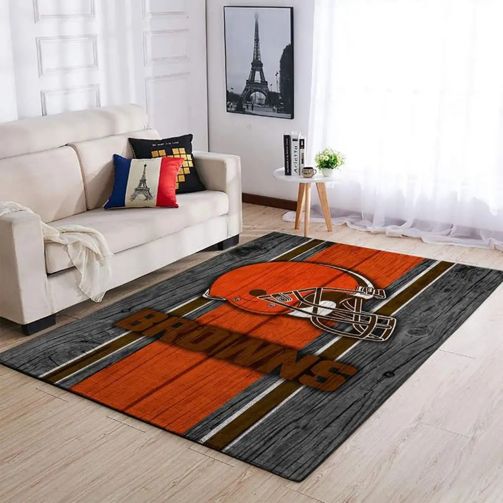 Sports Helmet Rug Perfect for Living Room Decor Orange and Brown