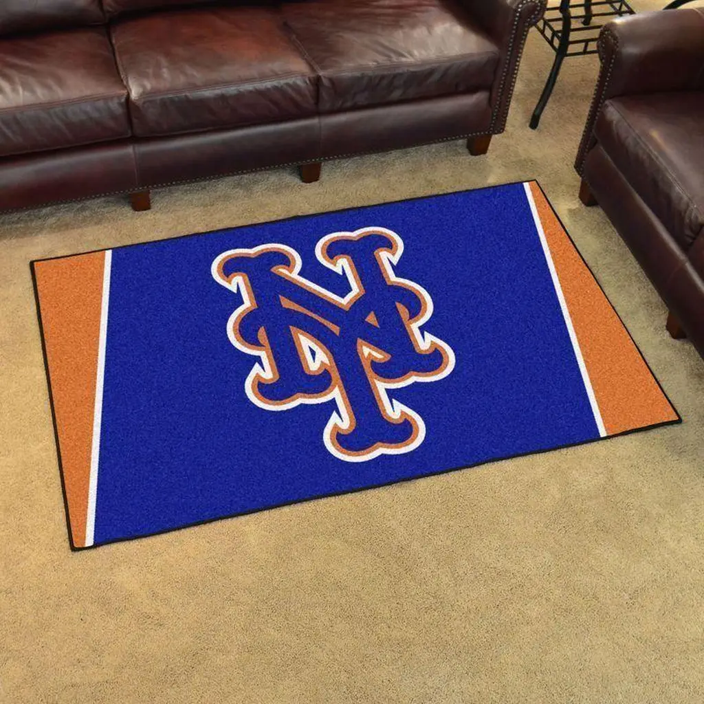 Sports Logo Rug Ideal for Living Room Decoration Blue and Orange