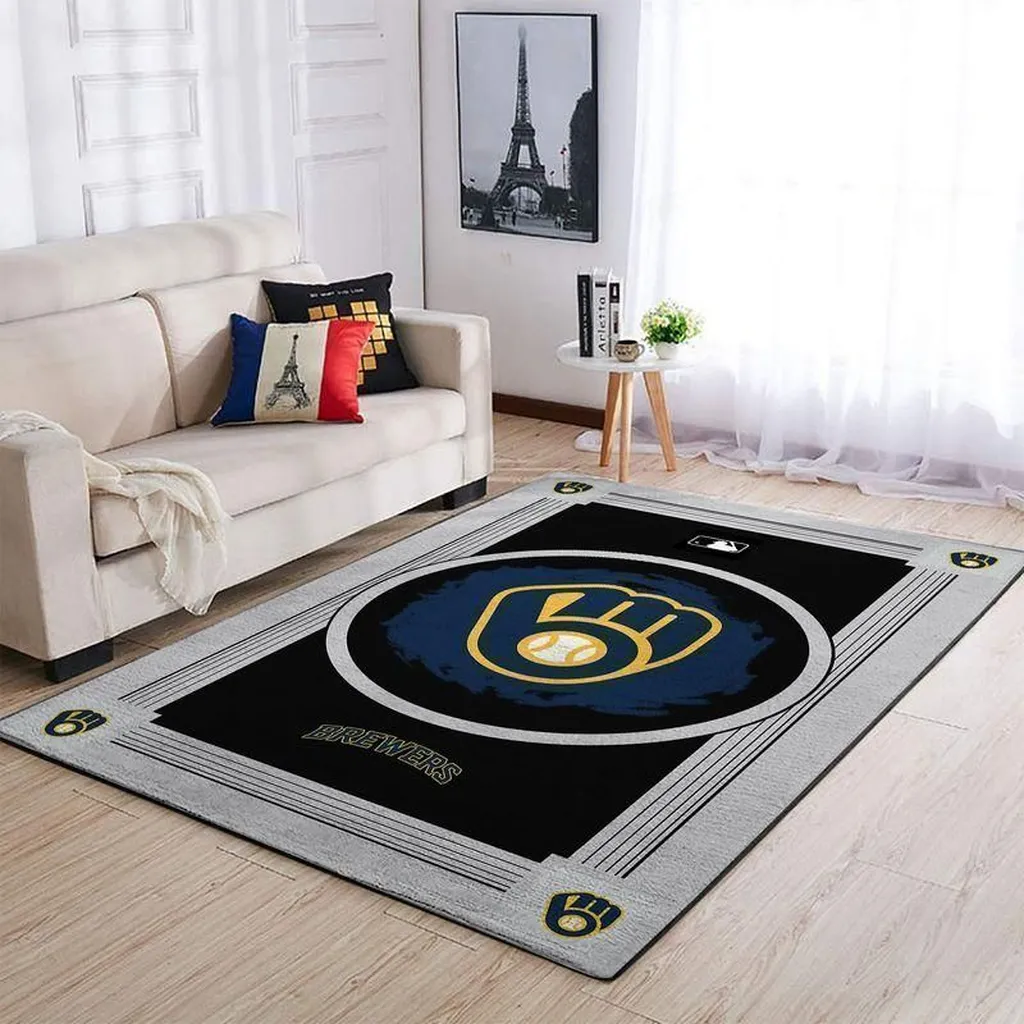 Sports Logo Rug Ideal for Modern Living Room Decor Black and Gray