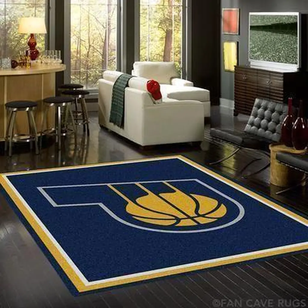 Sports Logo Rug Perfect for Living Room Decoration Black and Red