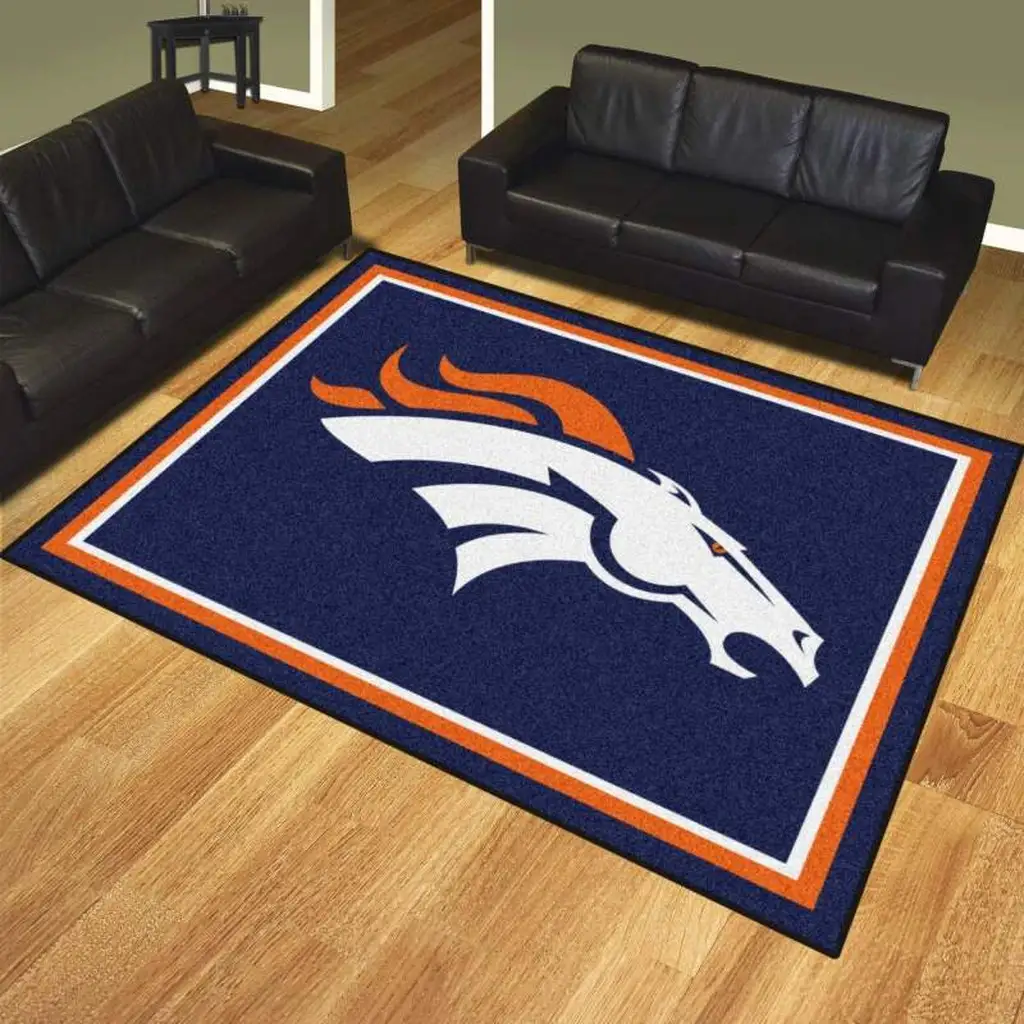 Sports Logo Rug Perfect for Living Room Game Room Blue and Orange