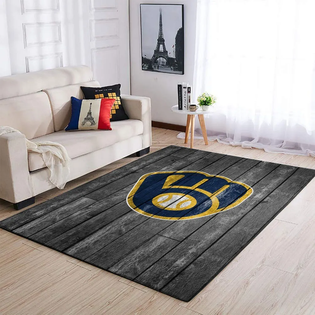 Sports Rug with Baseball Glove Design for Living Room Blue and Gray