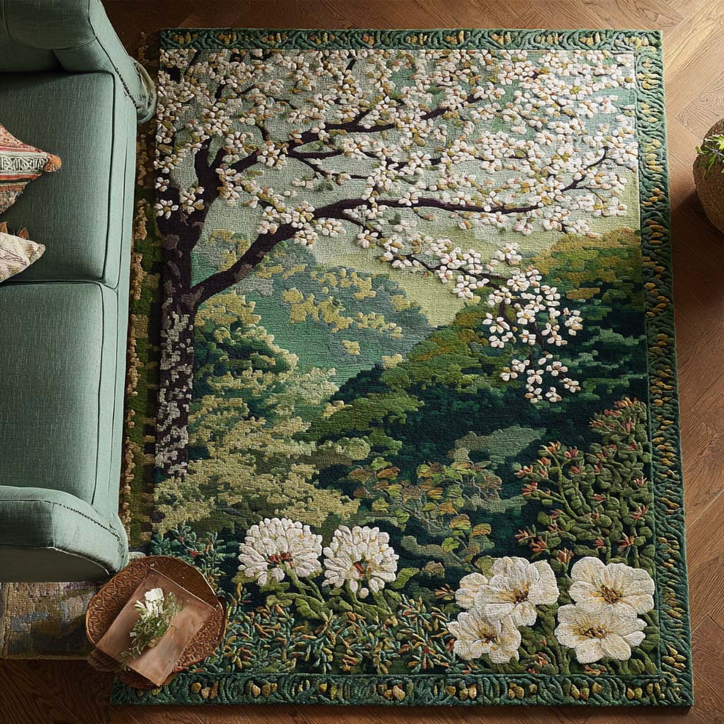 Spring Blossom Area Rug - Non-Slip Washable 3D Print Rug for Living Room & BedroomTVC2108267
