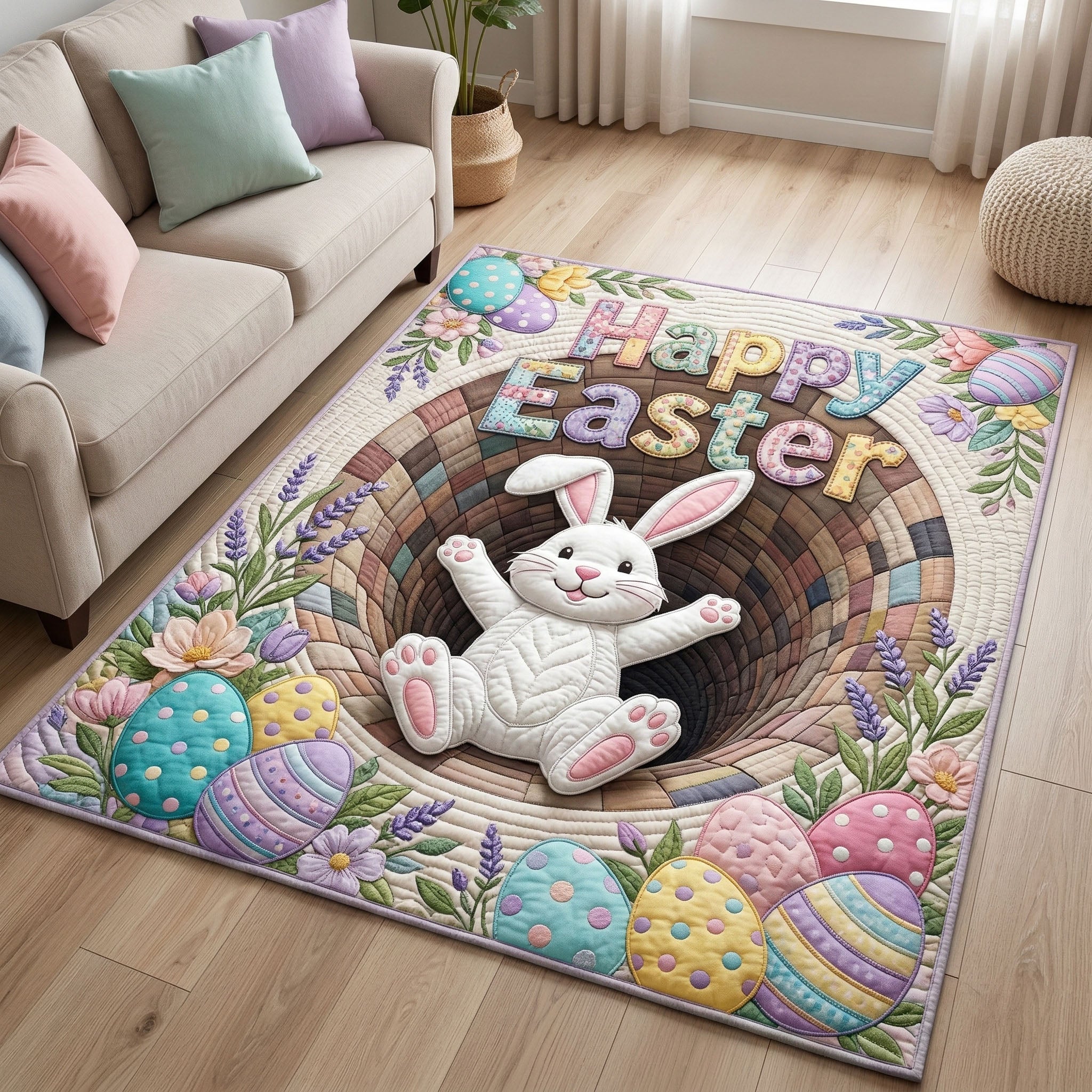 Spring Easter Area Rug - Non-Slip Washable 3D Print Rug for Living Room & BedroomTVC2108267