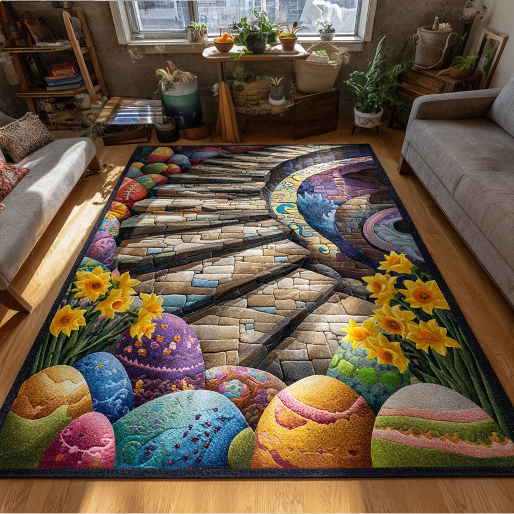 Springtime Egg Trail Area Rug - Non-Slip Washable 3D Print Rug for Living Room & BedroomTVC2108266