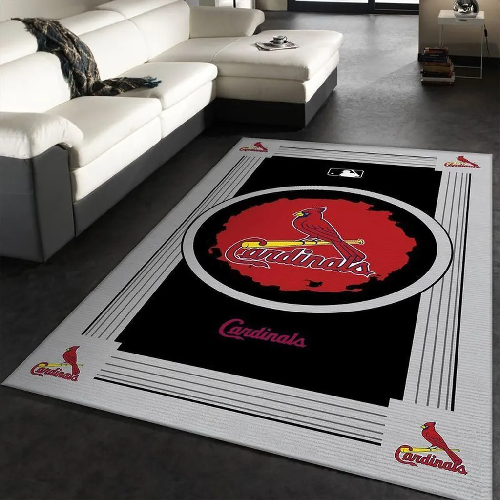 St. Louis Cardinals Rug - Area for Living Room Decor Black and Red