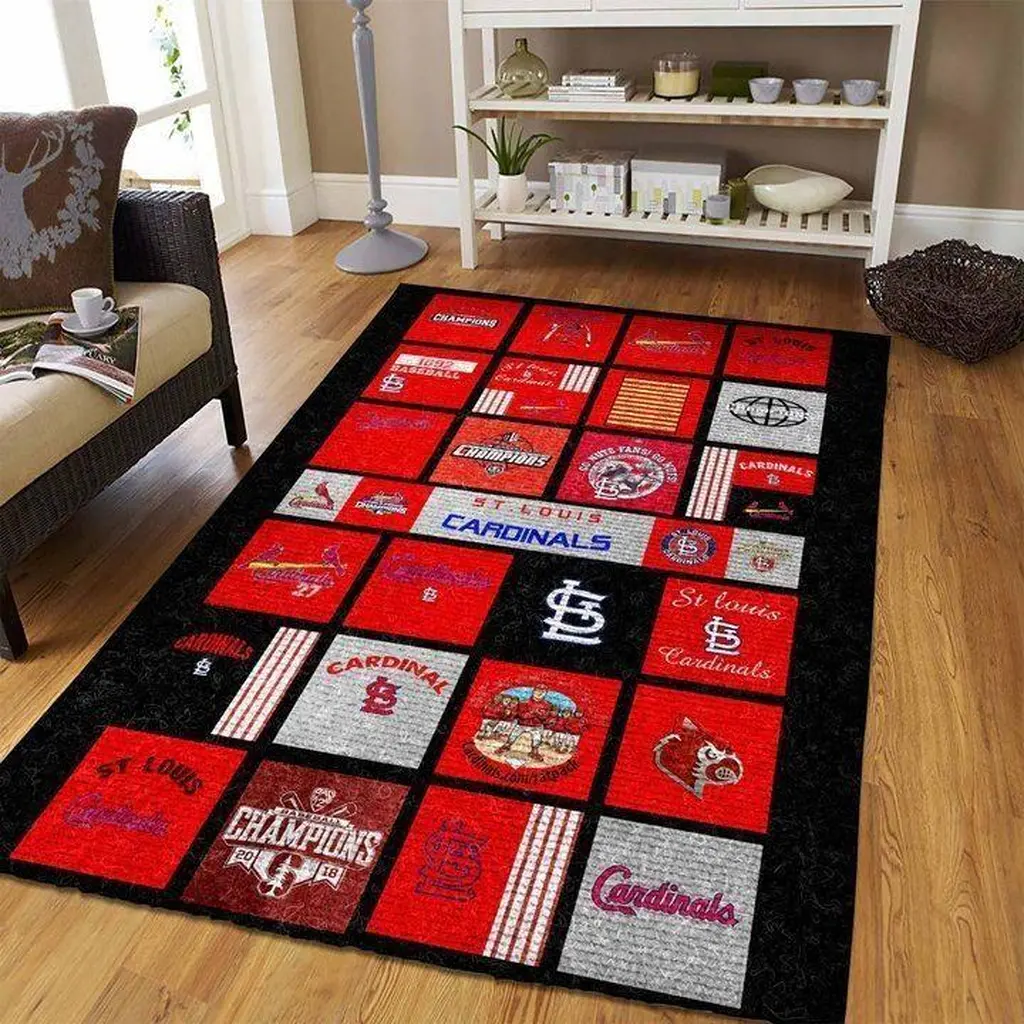 St. Louis Cardinals Rug - Inspired Sports Fan for Living Room Black and Blue