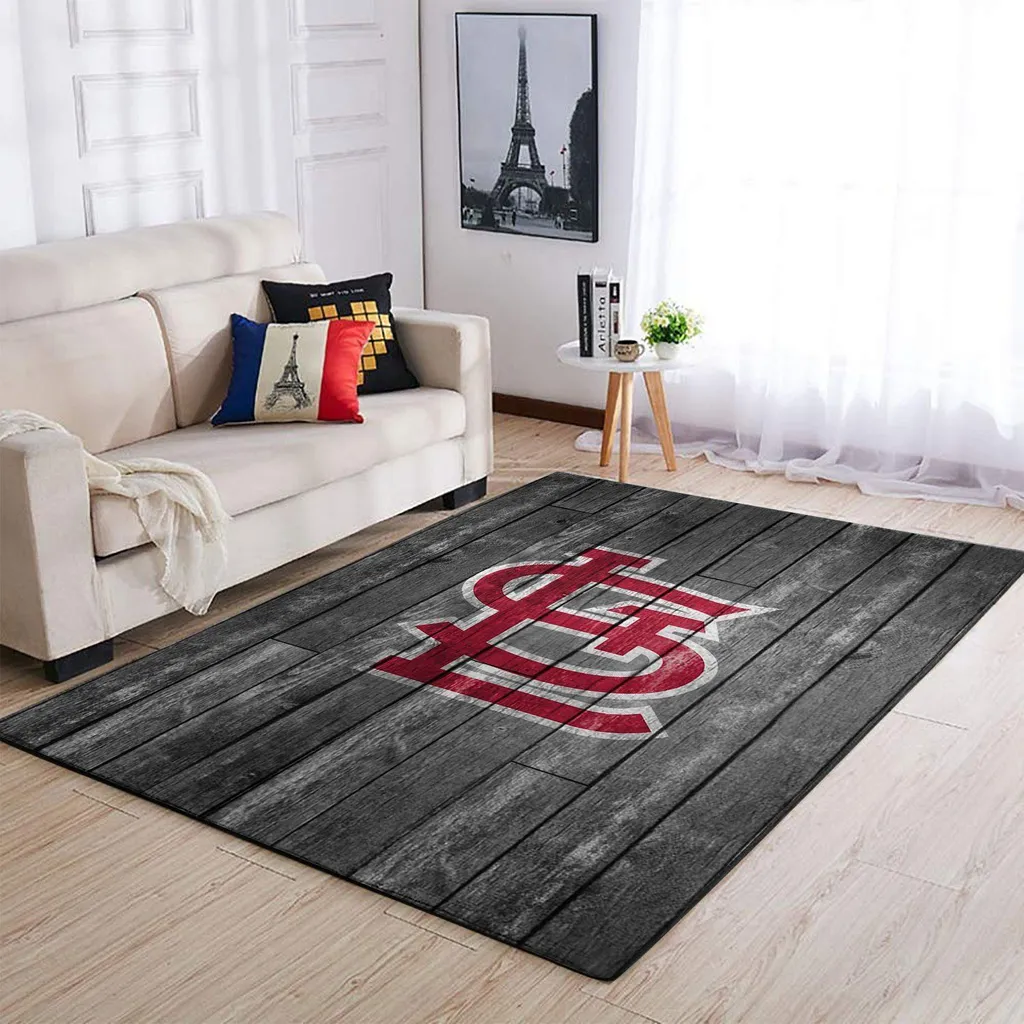 St. Louis Cardinals Rug - Wood Pattern for Living Room Black and Red