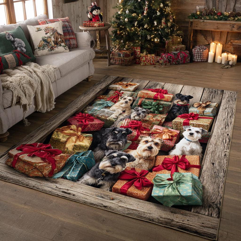 Stacked Schnauzer Presents Area Rug - Non-Slip Washable 3D Print Rug for Living Room & BedroomTVC2108267