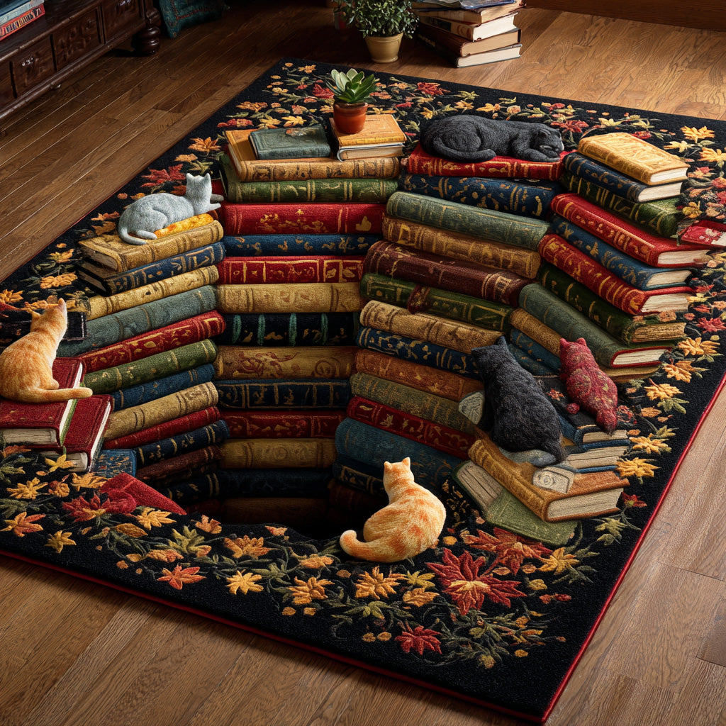 Stacked Stories Area Rug - Non-Slip Washable 3D Print Rug for Living Room & BedroomTVC2108249