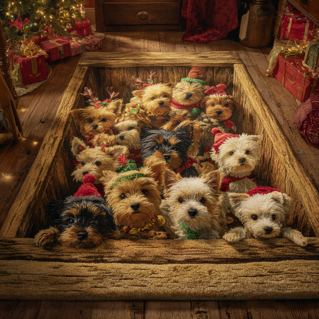 Stacked Yorkie Area Rug - Non-Slip Washable 3D Print Rug for Living Room & BedroomTVC2108249