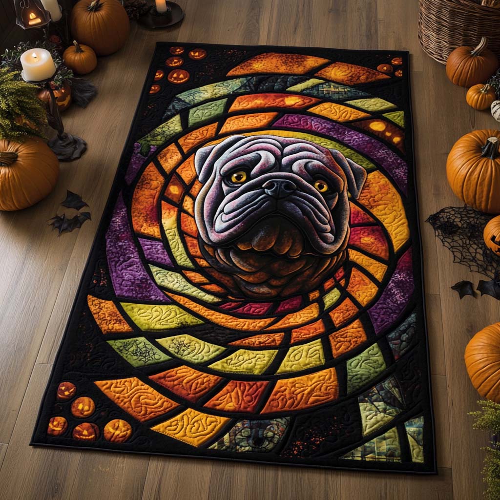 Stained Glass Spiral Bulldog Area Rug - Non-Slip Washable 3D Print Rug for Living Room & BedroomTVC2108211
