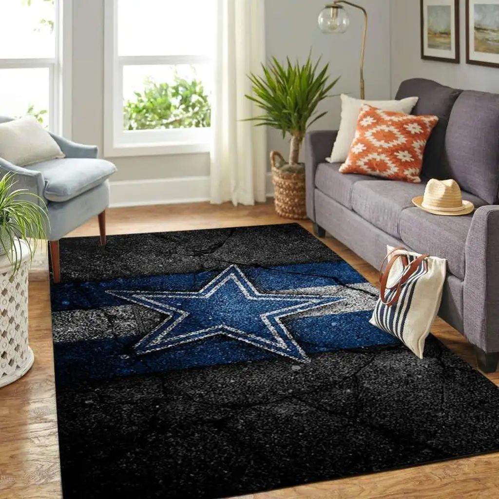 Star Pattern Rug Perfect for Living Room and Bedroom Black and Blue
