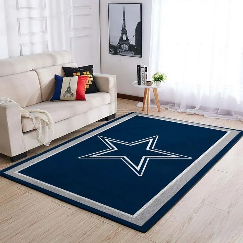 Star Pattern Rug Perfect for Living Room and Bedroom Blue and White
